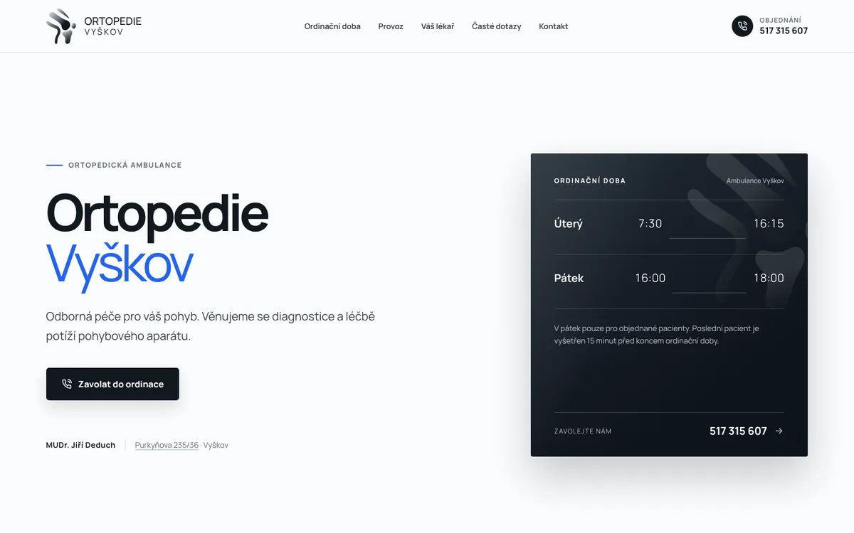 Web Ortopedie Vyškov od DRAGON DESIGN